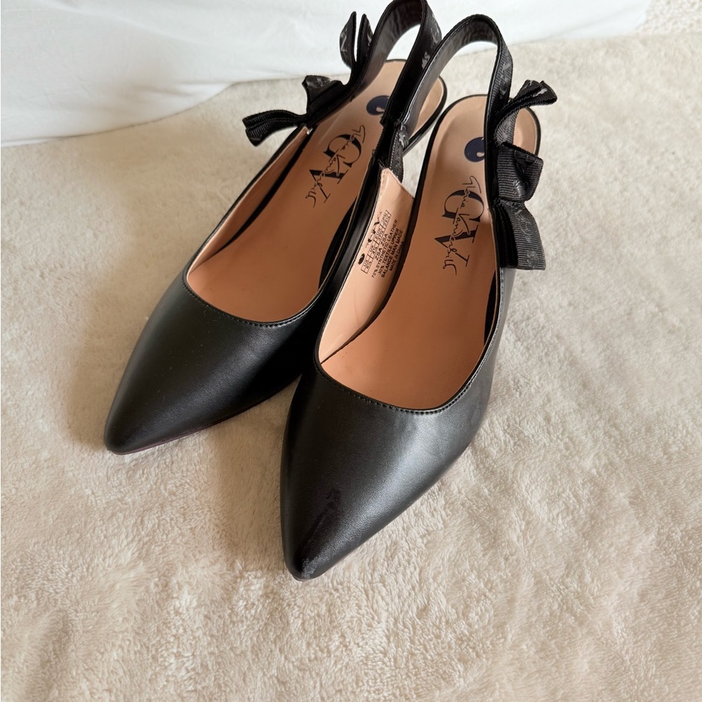 Gloria Vanderbilt Black Bow Slingback Heels